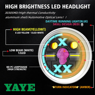 YY6C-DTZ-TJ012-WY Red Skull DRL LED Headlight For CM125 Aluminum