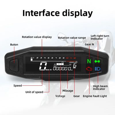 Motorcycle Modification Instrument VA High-definition LCD Electronic Instrument, Speedometer, Speed Gauge, Oil Level Gauge