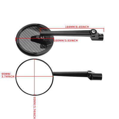 Long Pole Rearview Mirror Motorcycle Universal Retrofit Retro Round Mirror Carbon Fiber Rearview Reflector