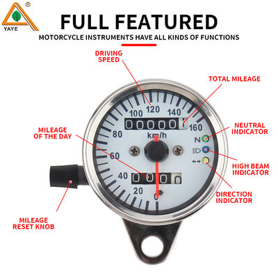 DC 12V Universal Motorcycle Odometer Speedometer Tachometer Motorbike Refit Vintage Instrument Scooter Motor Retro Meter