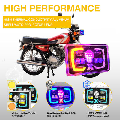 YAYE CG125 Semi-assembly Red Skull DRL Optical Projector Lens Motorcycle LED Accessory Headlight